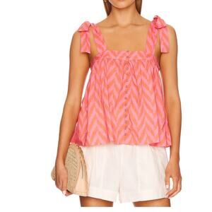 Ulla Johnson Iris Babydoll Chevron Print Tie Top Tank In Bougainvilla Size 4